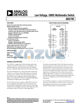 EVAL-ADG790EBZ datasheet - Low Voltage, CMOS Multimedia Switch