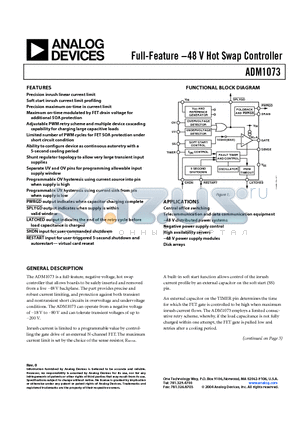 EVAL-ADM1073EB datasheet - Full-Feature −48 V Hot Swap Controller