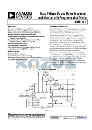EVAL-ADM1186-1EBZ datasheet - Quad Voltage Up and Down Sequencer and Monitor with Programmable Timing