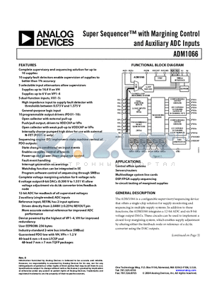 EVAL-ADM1066LFEB datasheet - Multisupply Supervisor/Sequencer with Margining Control and Auxiliary ADC Inputs