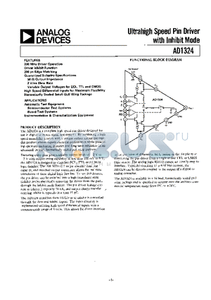 AD1324KZ datasheet - Ultrahigh Speed Pin Driver with Inhibit Mode