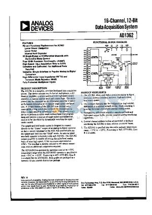 AD1362SD datasheet - 16-Channel,12-Bit Data Acquisition System