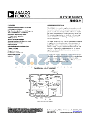 EVAL-ADXRS624Z datasheet - a50`/s Yaw Rate Gyro