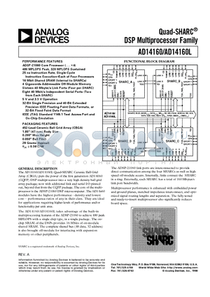 AD14160 datasheet - Quad-SHARC DSP Multiprocessor Family