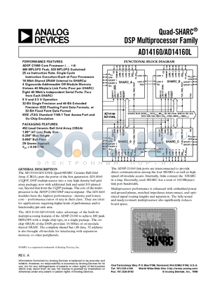 AD14160KB-4 datasheet - Quad-SHARC DSP Multiprocessor Family