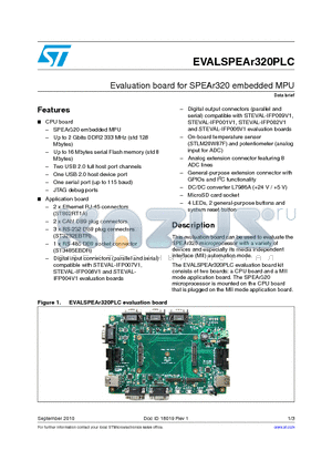 EVALSPEAR320PLC datasheet - Evaluation board for SPEAr320 embedded MPU