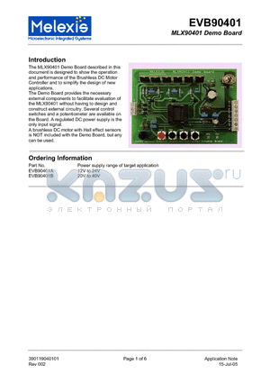 EVB90401B datasheet - MLX90401 Demo Board