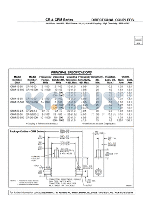 CRM-10-500 datasheet - DIRECTIONAL COUPLERS