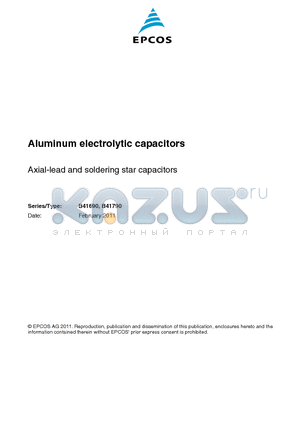 B41690A5438Q009 datasheet - Aluminum electrolytic capacitors