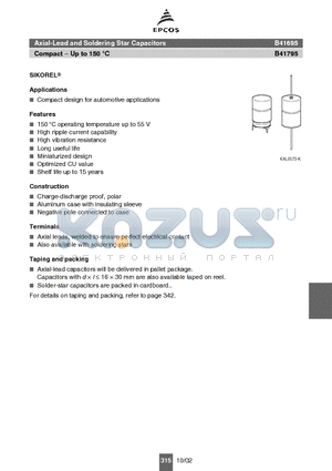 B41695 datasheet - Axial-Lead and Soldering Star Capacitors