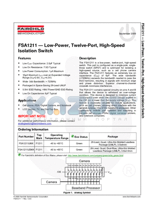 FSA1211 datasheet - Low-Power, Twelve-Port, High-Speed Isolation Switch