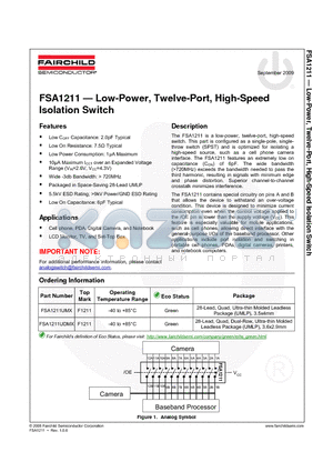 FSA1211UDMX datasheet - Low-Power, Twelve-Port, High-Speed Isolation Switch