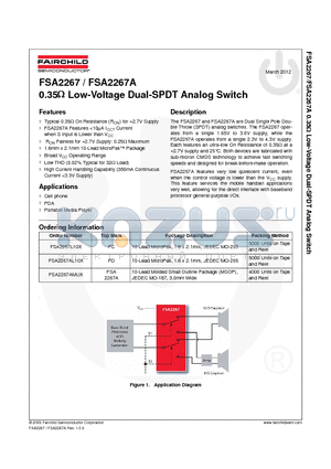 FSA2267AL10X datasheet - 0.35 Low-Voltage Dual-SPDT Analog Switch