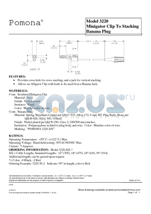 3220-18-0 datasheet - Minigator Clip To Stacking Banana Plug