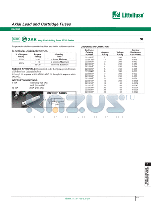 322002P datasheet - Axial Lead and Cartridge Fuses - Special