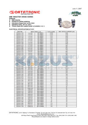 DR349-4-105 datasheet - SMD INDUCTOR