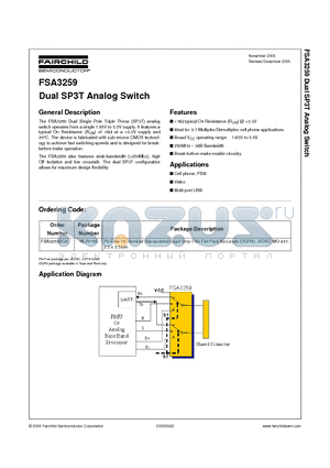FSA3259BQX datasheet - Dual SP3T Analog Switch
