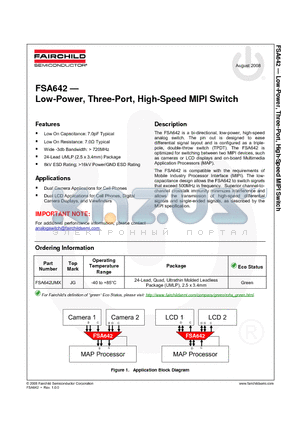 FSA642UMX datasheet - Low-Power, Three-Port, High-Speed MIPI Switch
