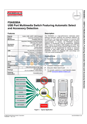FSA9280A_12 datasheet - USB Port Multimedia Switch Featuring Automatic Select and Accessory Detection