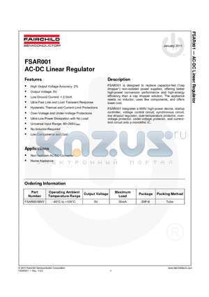 FSAR001 datasheet - AC-DC Linear Regulator