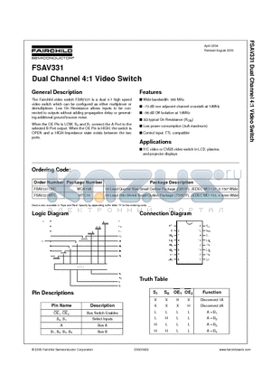 FSAV331 datasheet - Dual Channel 4:1 Video Switch
