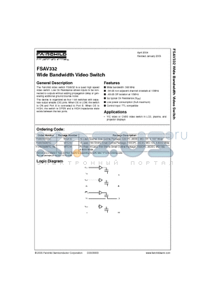 FSAV332MTC_NL datasheet - Wide Bandwidth Video Switch