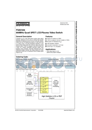 FSAV450QSC datasheet - 800MHz Quad SPDT LCD/Plasma Video Switch