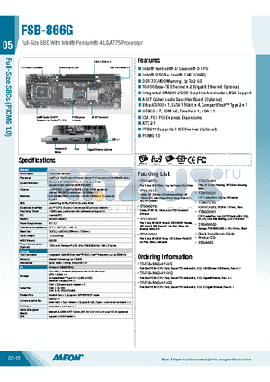 FSB-866G datasheet - Intel^ Pentium^ 4/ Celeron^ D CPU