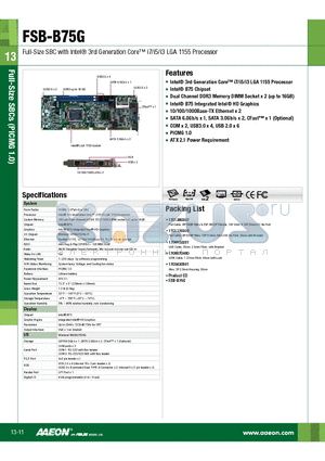 FSB-B75G-A10-G2 datasheet - PICMG 1.0