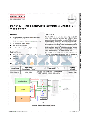 FSAV433_11 datasheet - High-Bandwidth (550MHz), 3-Channel, 3:1 Video Switch