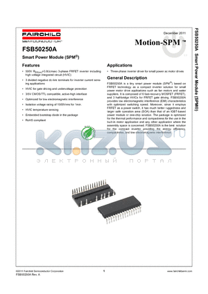 FSB50250A datasheet - Smart Power Module(SPM^)