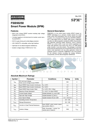 FSB50250 datasheet - Smart Power Module (SPM)