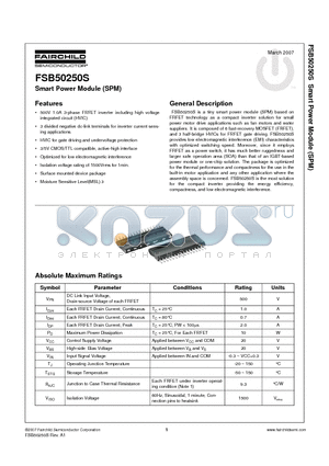 FSB50250S datasheet - Smart Power Module (SPM)
