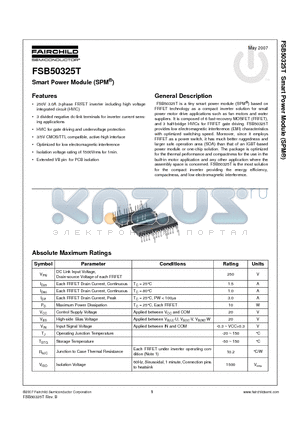 FSB50325T datasheet - Smart Power Module (SPM^)