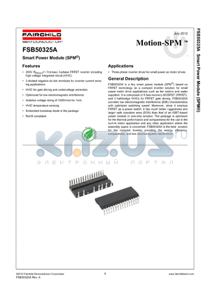 FSB50325A datasheet - Smart Power Module (SPM^)
