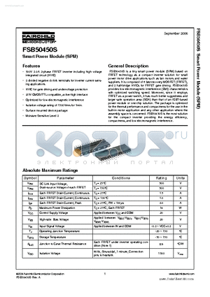 FSB50450S datasheet - Smart Power Module (SPM)