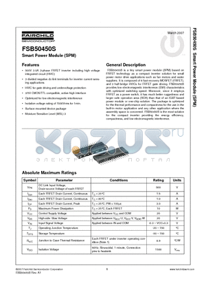 FSB50450S datasheet - Smart Power Module (SPM)