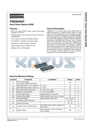 FSB50450T datasheet - Smart Power Module (SPM)