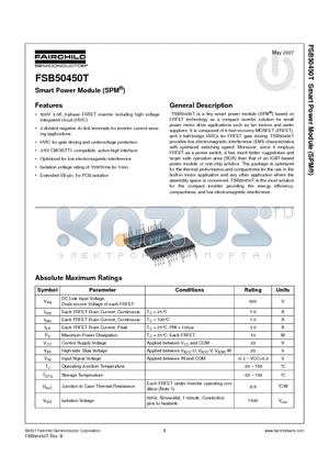 FSB50450T_07 datasheet - Smart Power Module (SPM^)