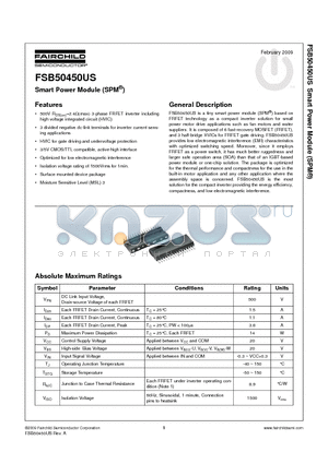 FSB50450US datasheet - Smart Power Module (SPM^)