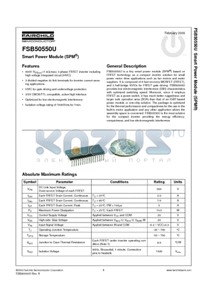 FSB50550U datasheet - Smart Power Module (SPM^)