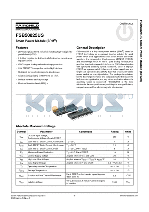 FSB50825US datasheet - Smart Power Module (SPM^)