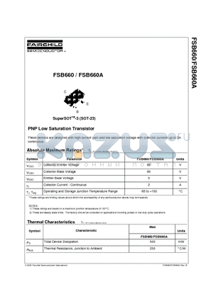 FSB660 datasheet - PNP Low Saturation Transistor