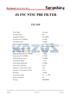 FSC4NF datasheet - 4X FSC NTSC PRE FILTER