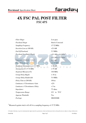 FSC4PS datasheet - 4X FSC PAL POST FILTER