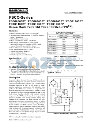 FSCQ0965RT datasheet - Green Mode Fairchild Power Switch (FPS)