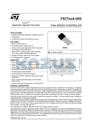 FSCT07A-UH5 datasheet - FAN SPEED CONTROLER