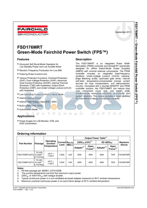 FSD176MRTUDTU datasheet - Green-Mode Fairchild Power Switch (FPS)