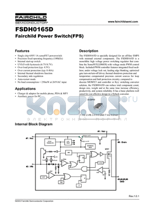 FSDH0165D datasheet - Fairchild Power Switch(FPS)