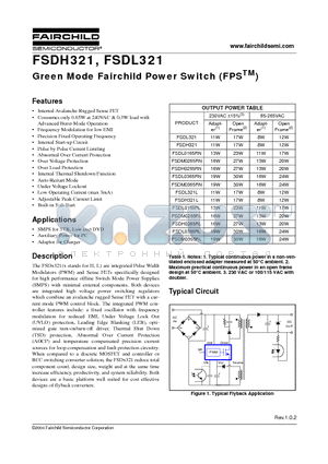 FSDH321L datasheet - Green Mode Fairchild Power Switch